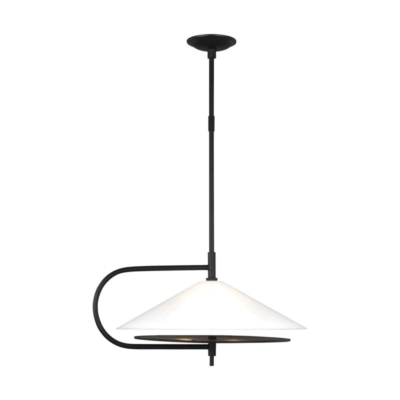 Midnight Black Glass 2-Light Pendant with Metal Diffuser