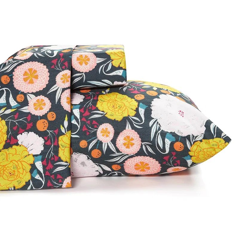 King Size Gray Floral Microfiber Deep Pocket Bedding Set