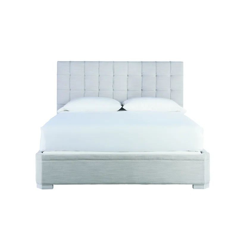 White King Upholstered Wood Frame Panel Bed