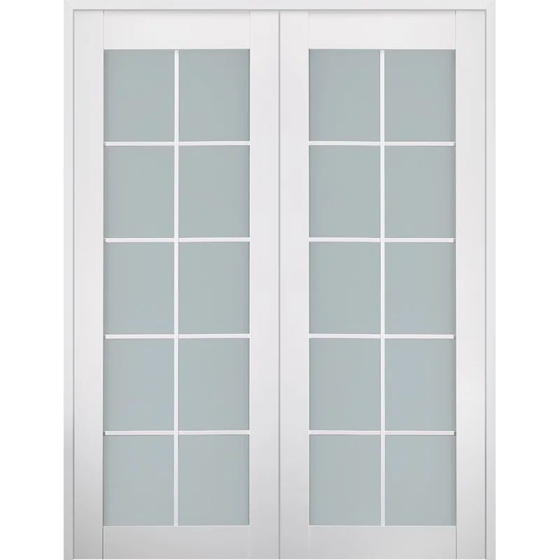 Smart Pro 60" White Frosted Glass and Composite French Door