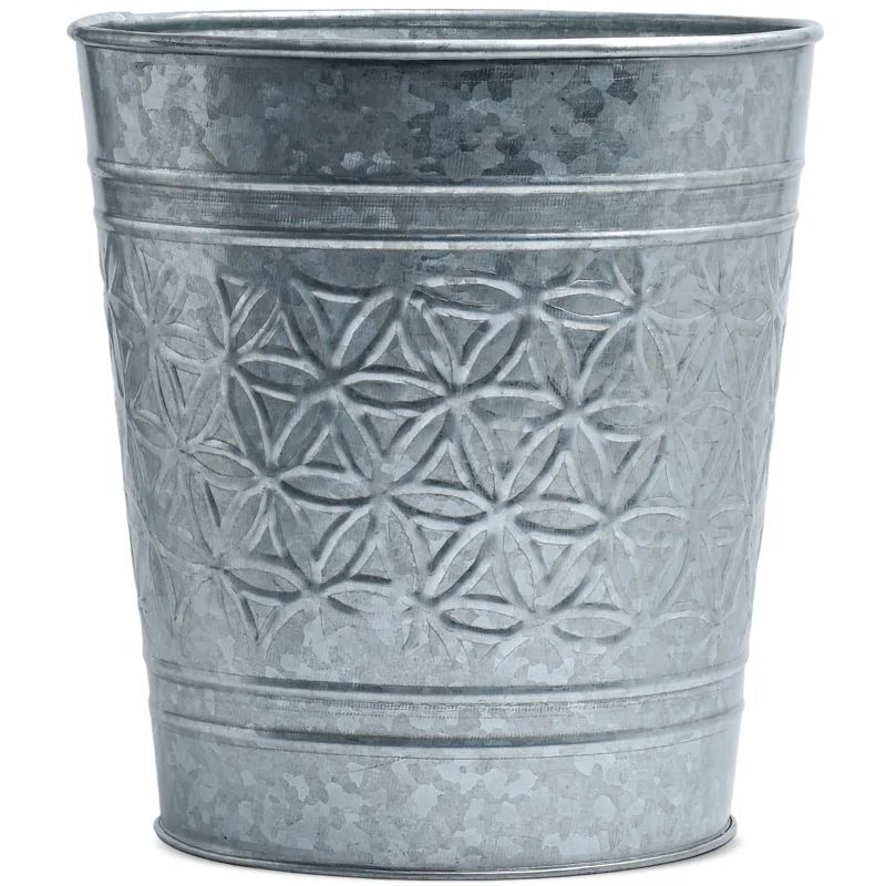 Galvanized Metal Embossed Open-Top Waste Basket