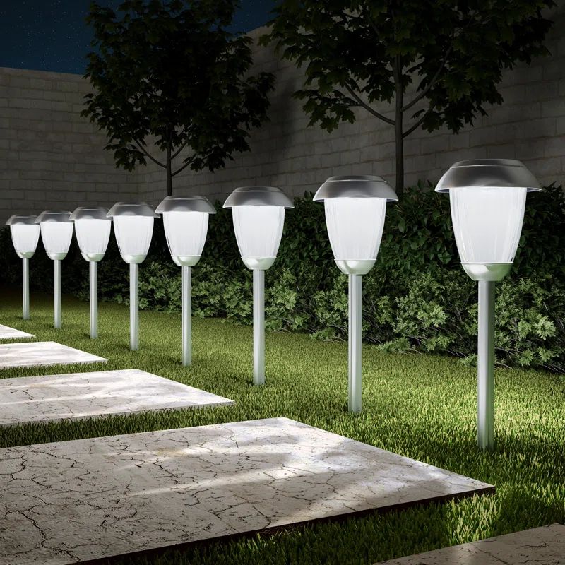 Gunmetal Solar Powered LED Pathway Lights Set of 8