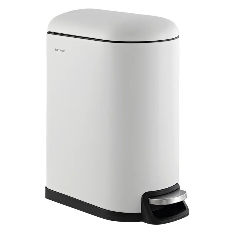 White Stainless Steel Step-On Trash Can with Fingerprint Resistant Finish