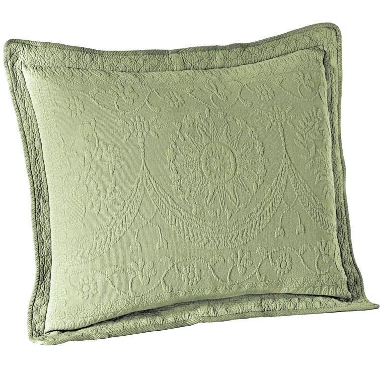 King Sage Cotton Matelasse Sham with Decorative Flange