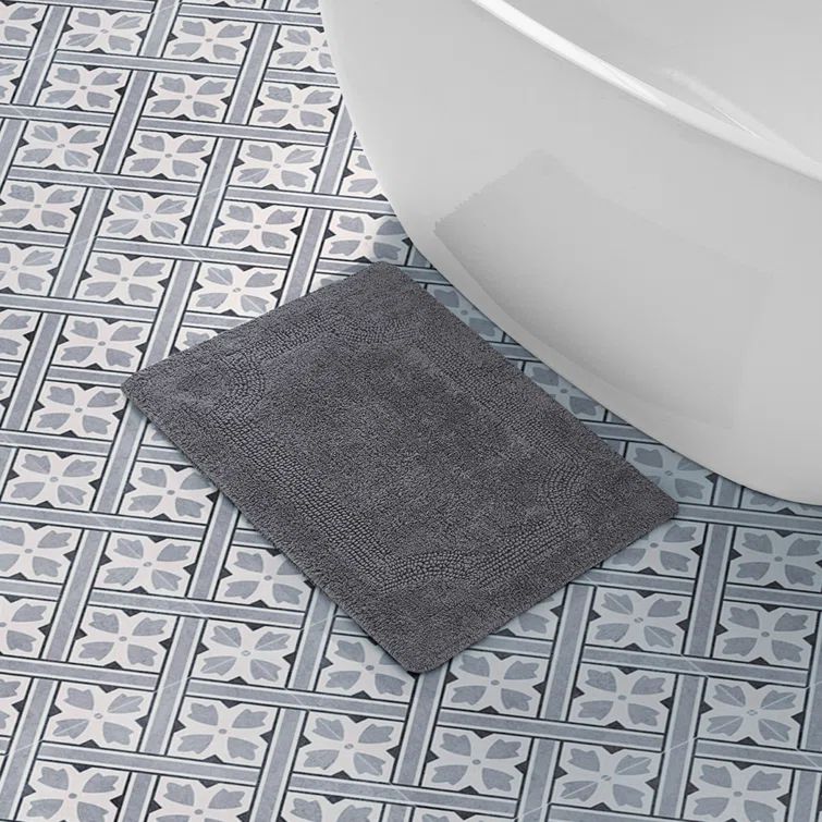 Charcoal Gray Reversible Cotton Bath Mat 17 x 24 inches