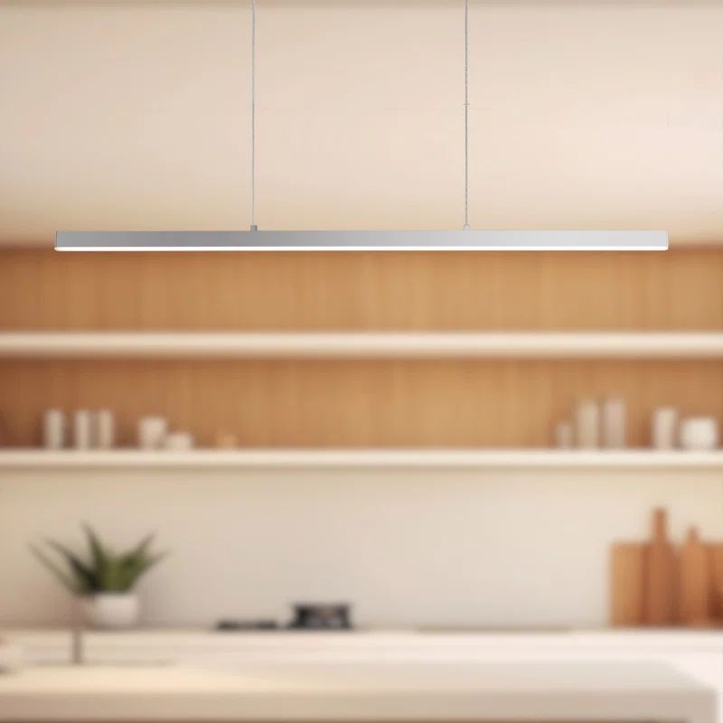 Vega Slim 56" LED Linear Kitchen Island Pendant in Brushed Nickel
