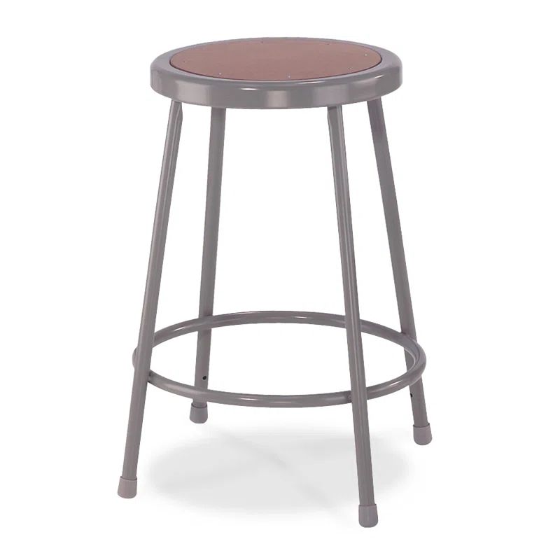 Durable 24" Gray Steel Industrial Stool for Workshops and Labs