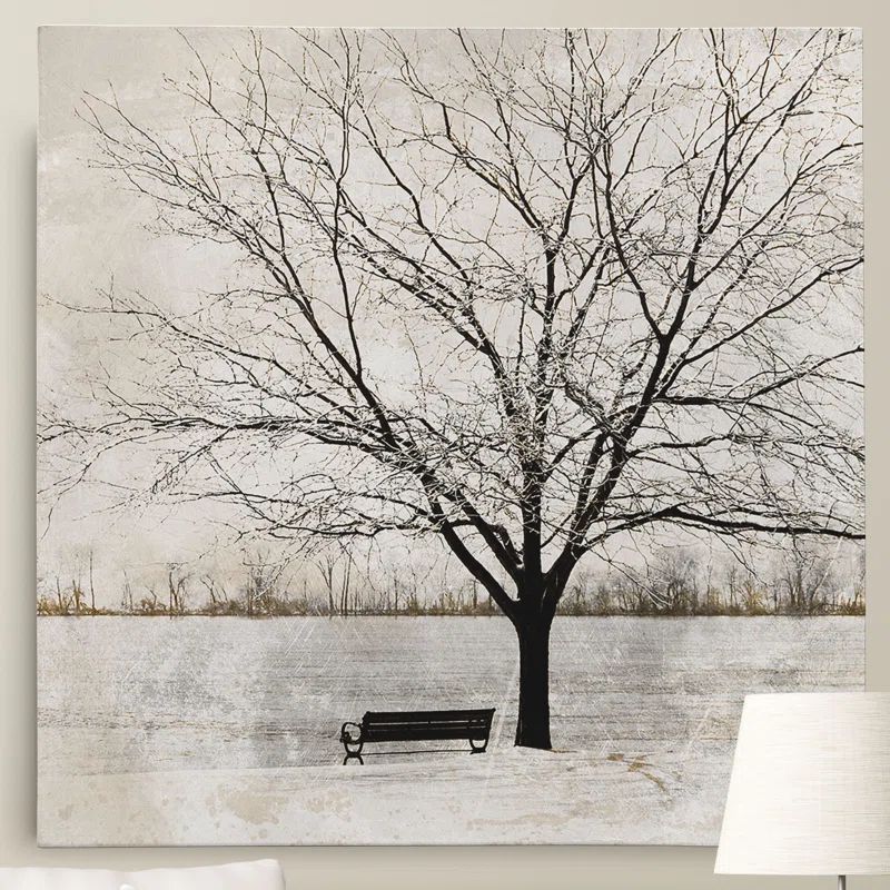 Lonely Tree Black and White Framed Canvas Print