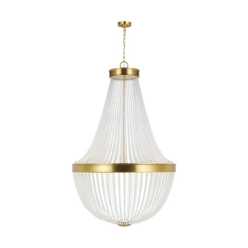 Burnished Brass Beaded 12-Light Empire Chandelier