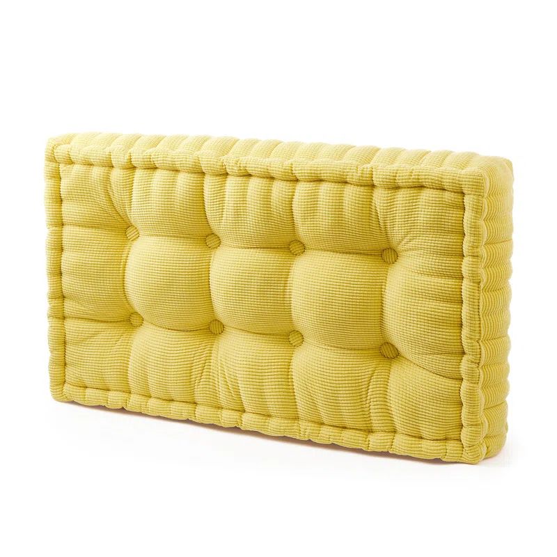 Rainha Ultra Thick Yellow Tufted Floor Pillow