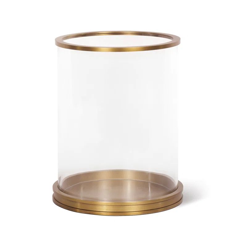 Natural Brass and Glass Hurricane Candle Lantern