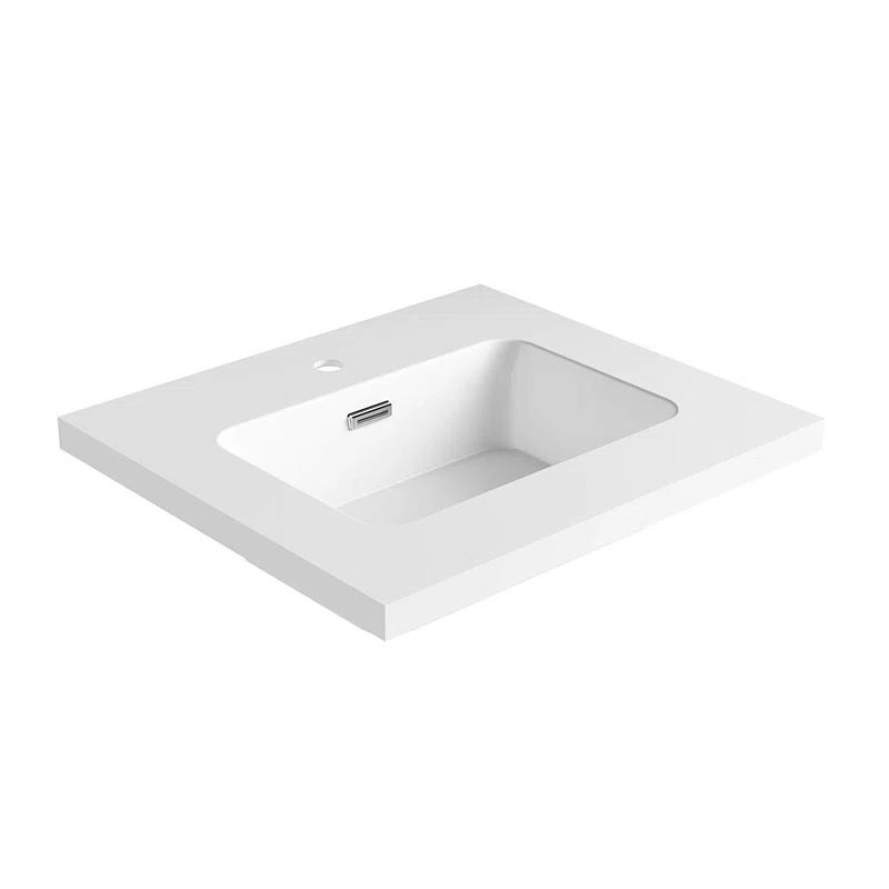 White Stone 25'' Single Bathroom Vanity Top with Sink