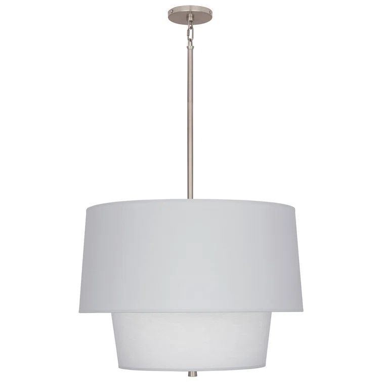 Decker Polished Nickel 24" Incandescent 3-Light Pendant with Pearl Gray Shade