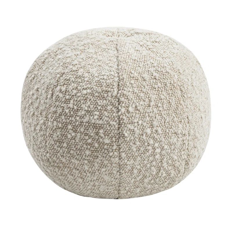 Beige Bouclé Round Plush Decorative Pillow, 9-inch