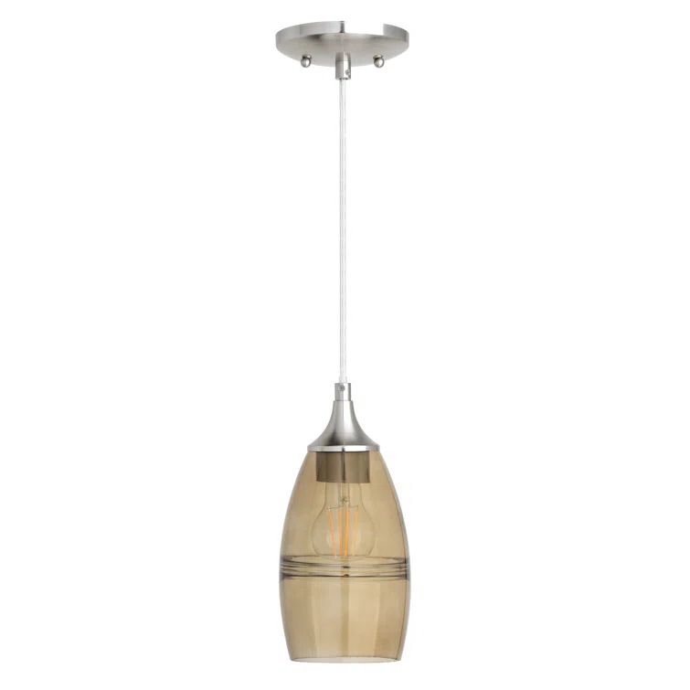 Satin Nickel Glass Mini Pendant Light with LED