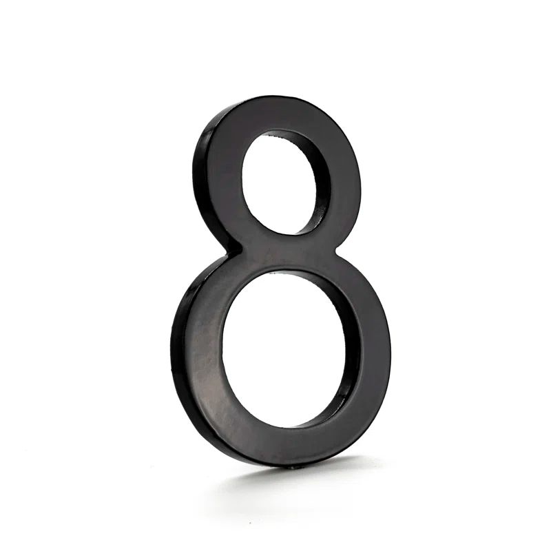 Black Aluminum Floating House Number 8, 8" Height