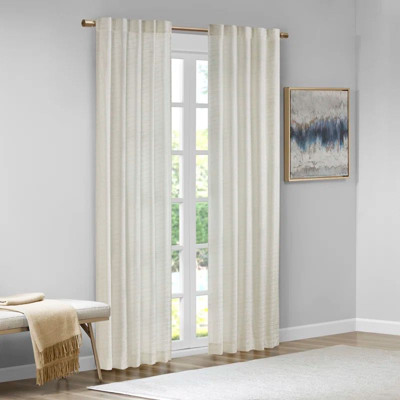 White and Gold Velvet Room-Darkening Window Panels, 37" x 95"