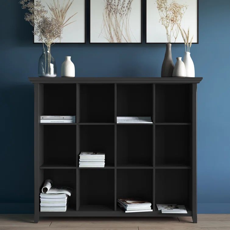 Acadian Solid Wood Black 12-Cube Rustic Storage Organizer
