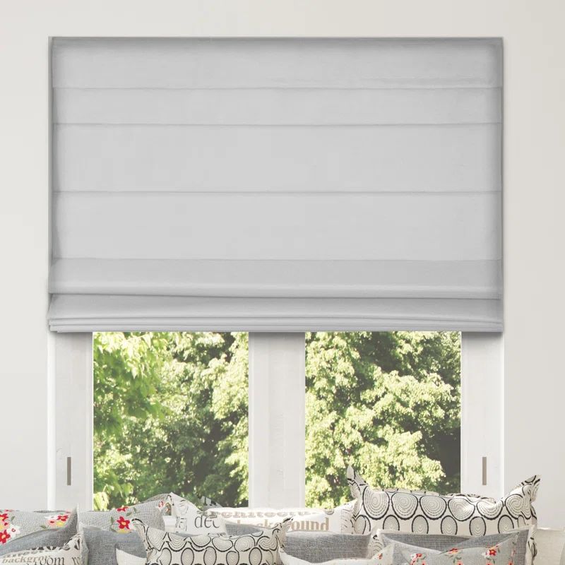 Light Gray Cordless Fabric Blackout Roman Shade 22"W x 60"L