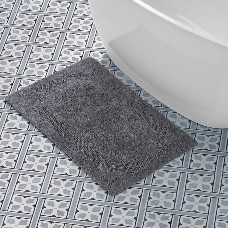 Charcoal Gray Cotton Reversible Bath Rug 21" x 34"