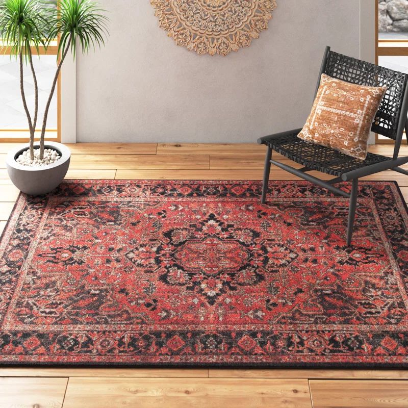 Journey Red and Navy Tufted Wool Blend Area Rug