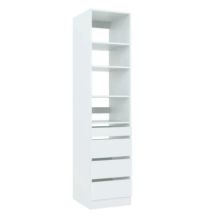 White 18" Modular Closet System Walk-In Tower with Drawer