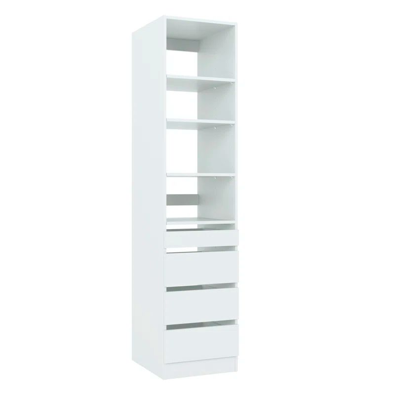 White 18" Modular Closet System Walk-In Tower with Drawer
