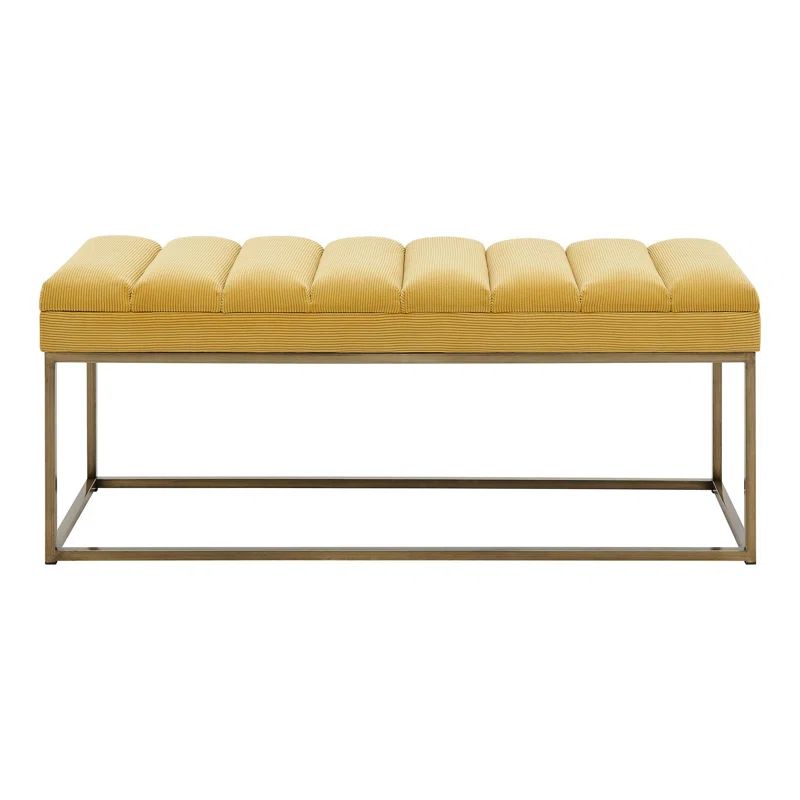Darius 48'' Montello Yellow Polyester Bench with Brushed Gold Steel Base