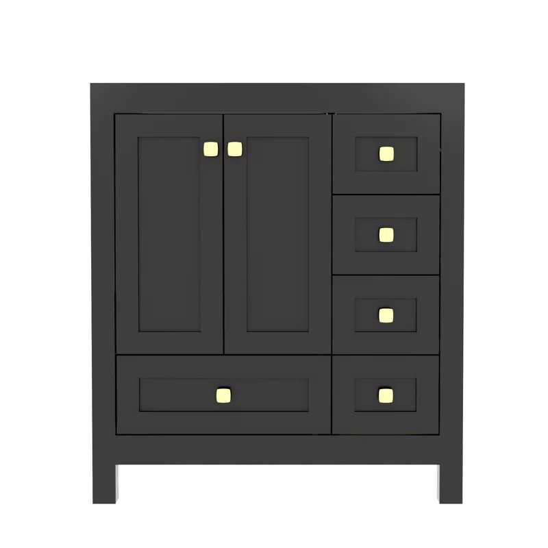 30 Inch Black Single Bathroom Vanity Base with Storage