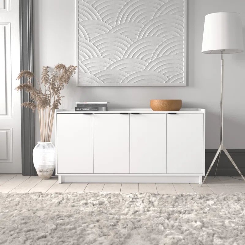 White Modern 60" Wood Sideboard with Storage