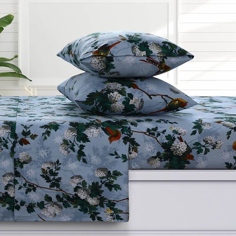 Celina Multicolor Cotton Flannel Floral Full Sheet Set