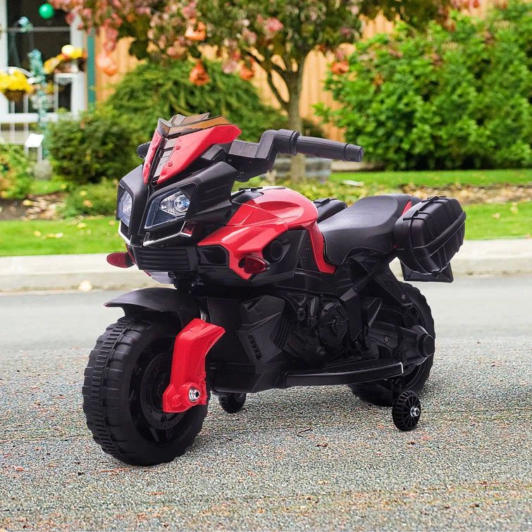 6-Volt Red Electric Kids Motorcycle with Training Wheels