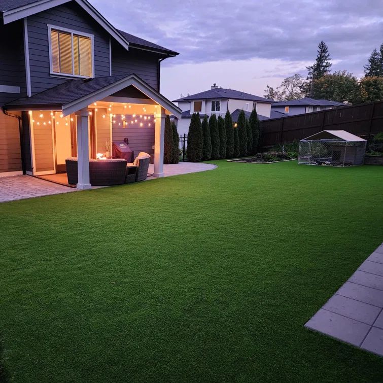 Lush Green Polyethylene and Polypropylene Artificial Grass Turf, 5 x 15 feet