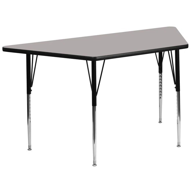 Gray Trapezoid Metal Activity Table with Adjustable Legs