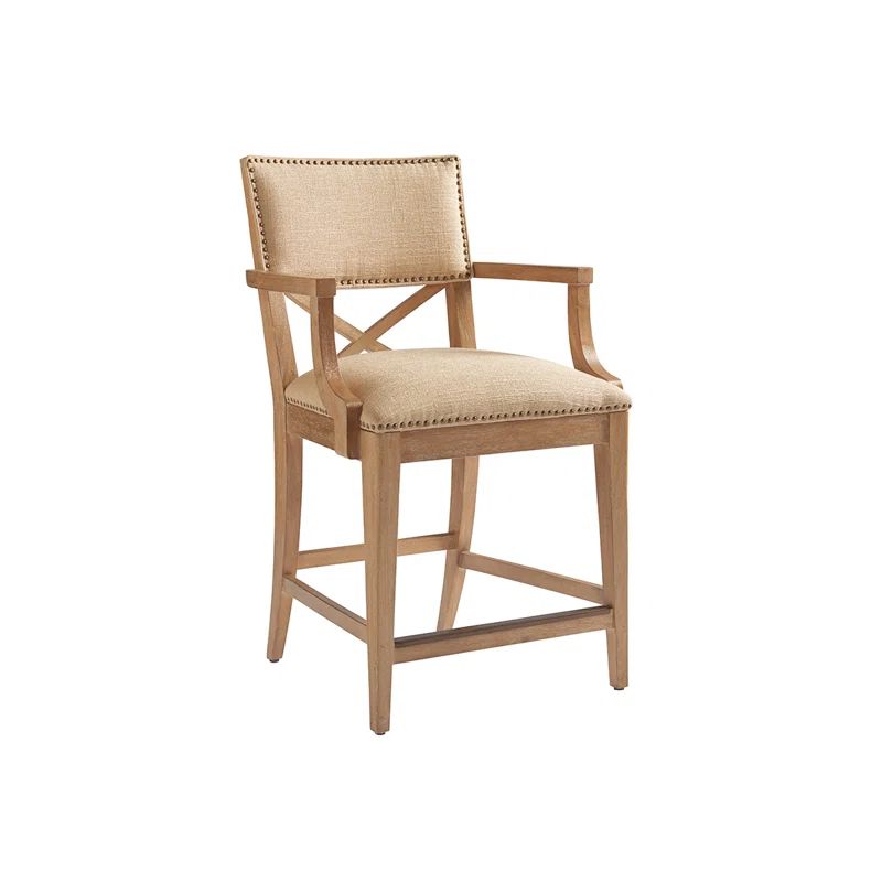 Golden Maize Upholstered Wood and Acrylic Counter Stool