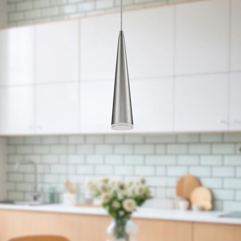 Mina Brushed Nickel 12" Mini LED Pendant with Clear Shade
