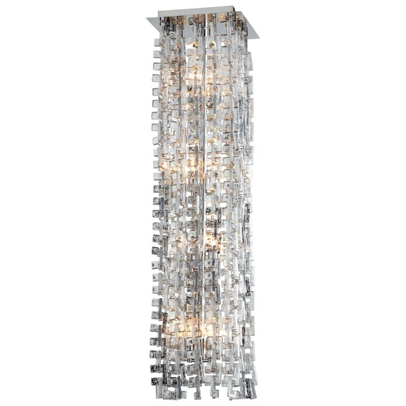 Athropolis Contemporary Chrome Glass Large Pendant, 9.75" W x 42" H