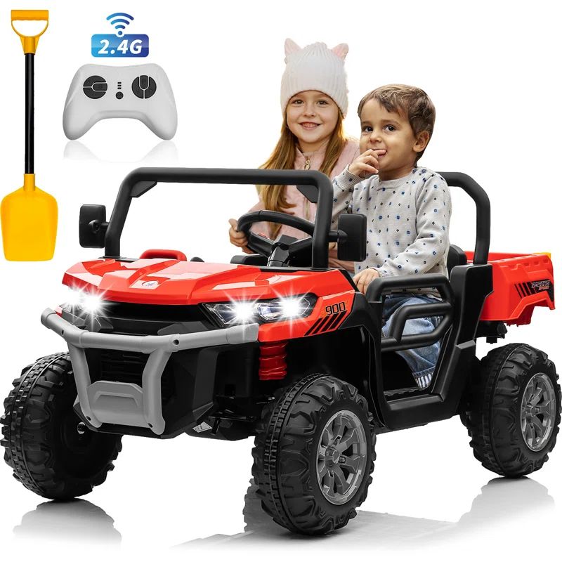 Red 24V Kids Ride-On UTV with Remote Control and Storage