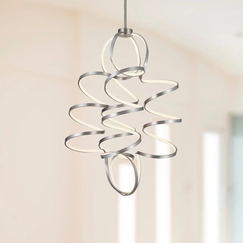 Synergy Antique Silver 41'' LED Helical Statement Chandelier