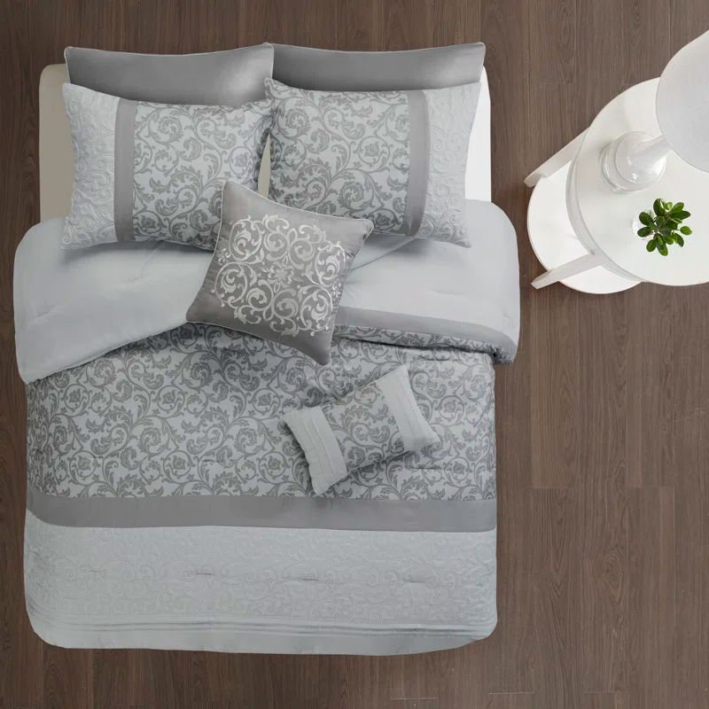 Gray King Size Microfiber Down Alternative Comforter Set