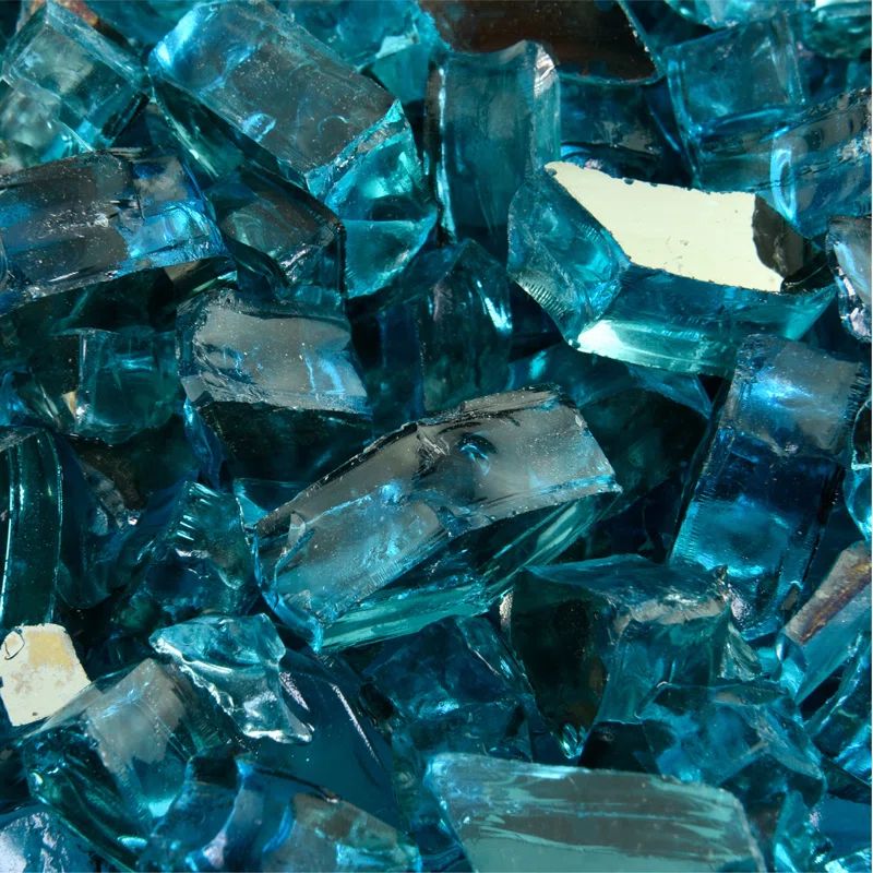 Tahitian Blue Reflective Fire Glass for Fire Pits and Fireplaces, 10 lbs