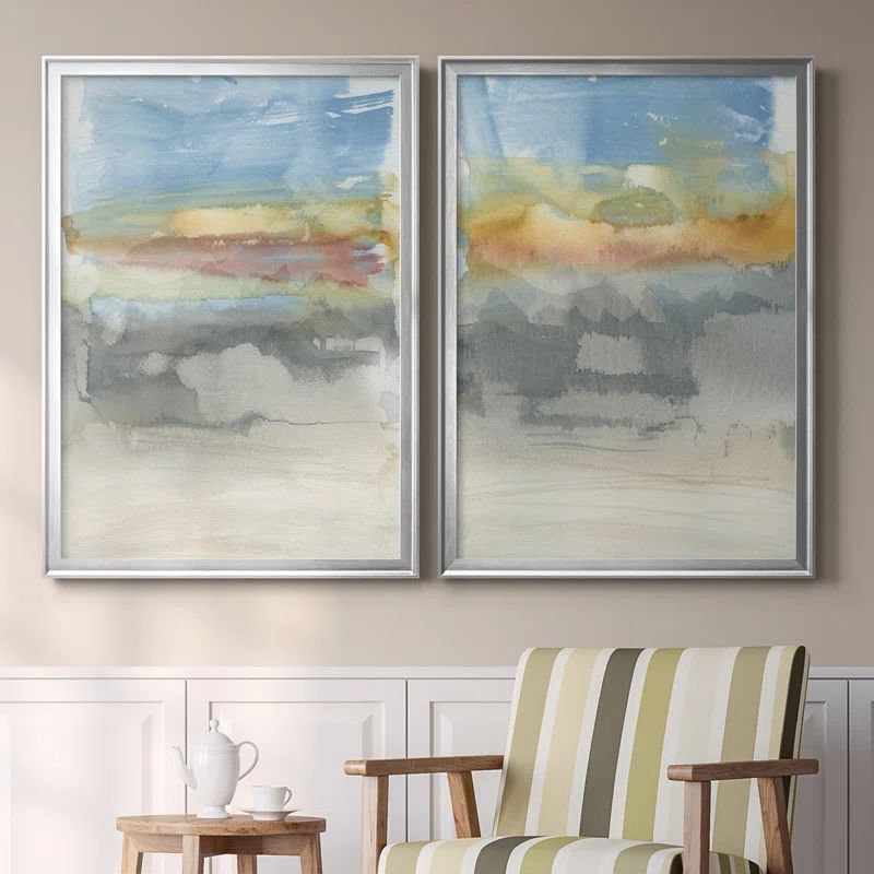 High Desert Sunset I Framed Canvas Print with Silver Frame