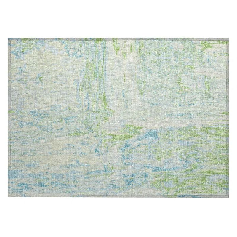 Red and Mint Abstract Washable Synthetic Rug, 30x20