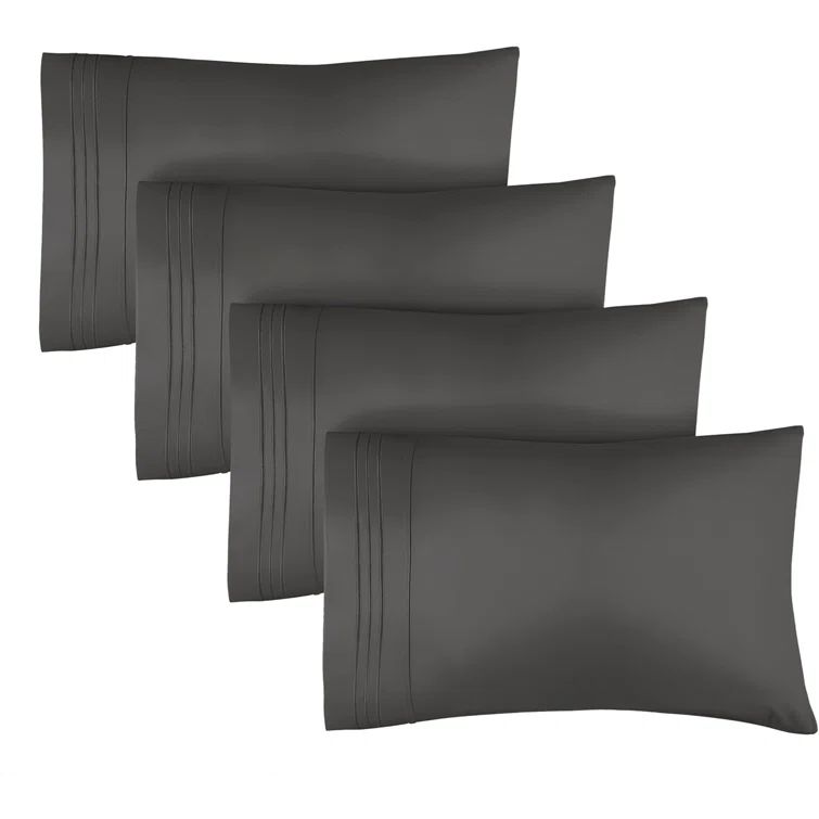 King Size Dark Gray Hypoallergenic Microfiber Pillowcase Set of 4