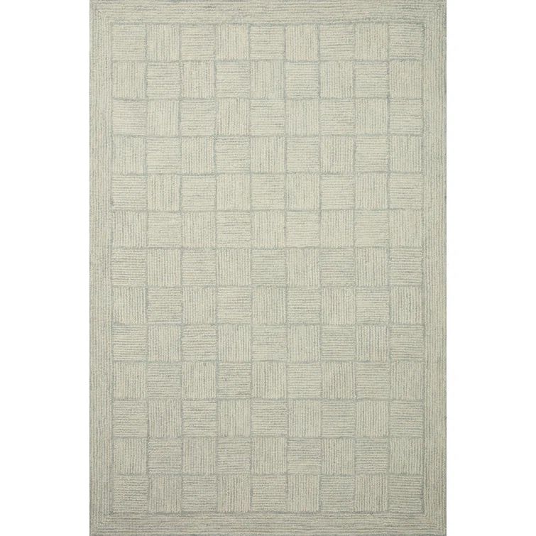 Handmade Tufted Diamond Wool Rectangular Rug - 7'9" x 9'9"