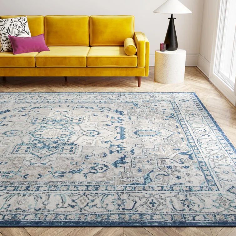 Brentwood 6' x 12' Reversible Blue Synthetic Rug