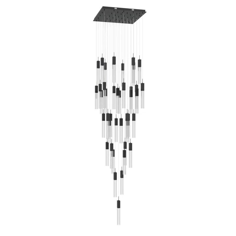 Matte Black Crystal LED 41-Light Cluster Pendant
