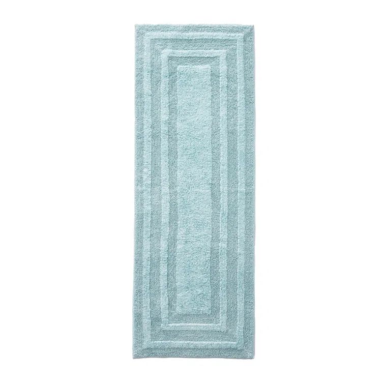 Logan Turquoise Aqua Cotton Runner Rug with Non-Skid Backing