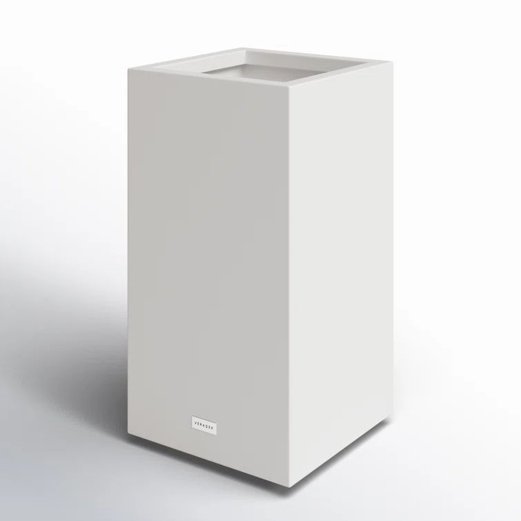 Tall White Plastic Pedestal Planter for Indoor/Outdoor Use