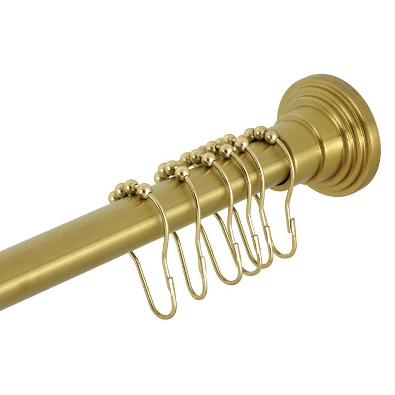 Matte Black Adjustable Tension Shower Curtain Rod with Rings